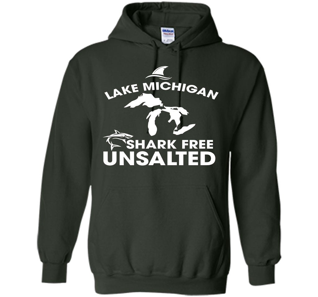 Lake Michigan T-Shirt Unsalted Shark Free Great Lakes T-shirt Forest Green