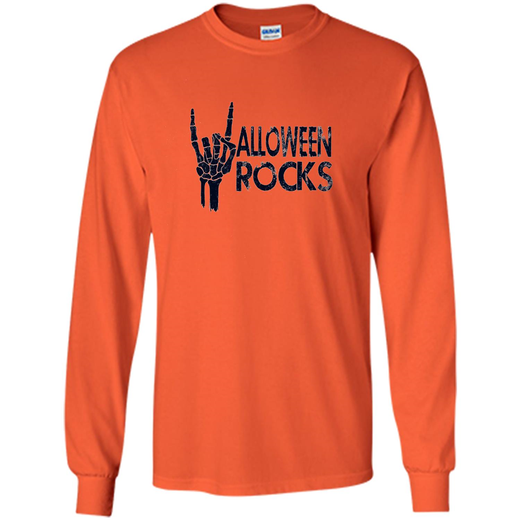 Halloween Rocks Skeleton T-shirt Orange