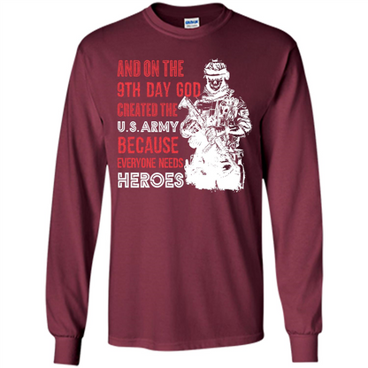 Military T-shirt And On The 9th Day God Created The U S Army Maroon