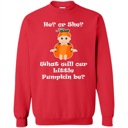 He Or She What Will Little Pumpkin Be Baby Shower T-shirt Red
