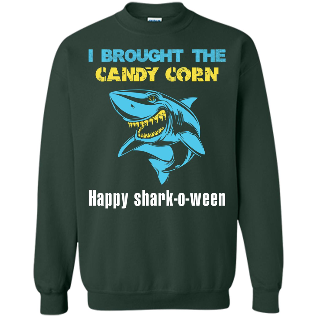 Shark T-shirt I Brought The Candy Corn Happy Shark-o-ween T-shirt Forest Green