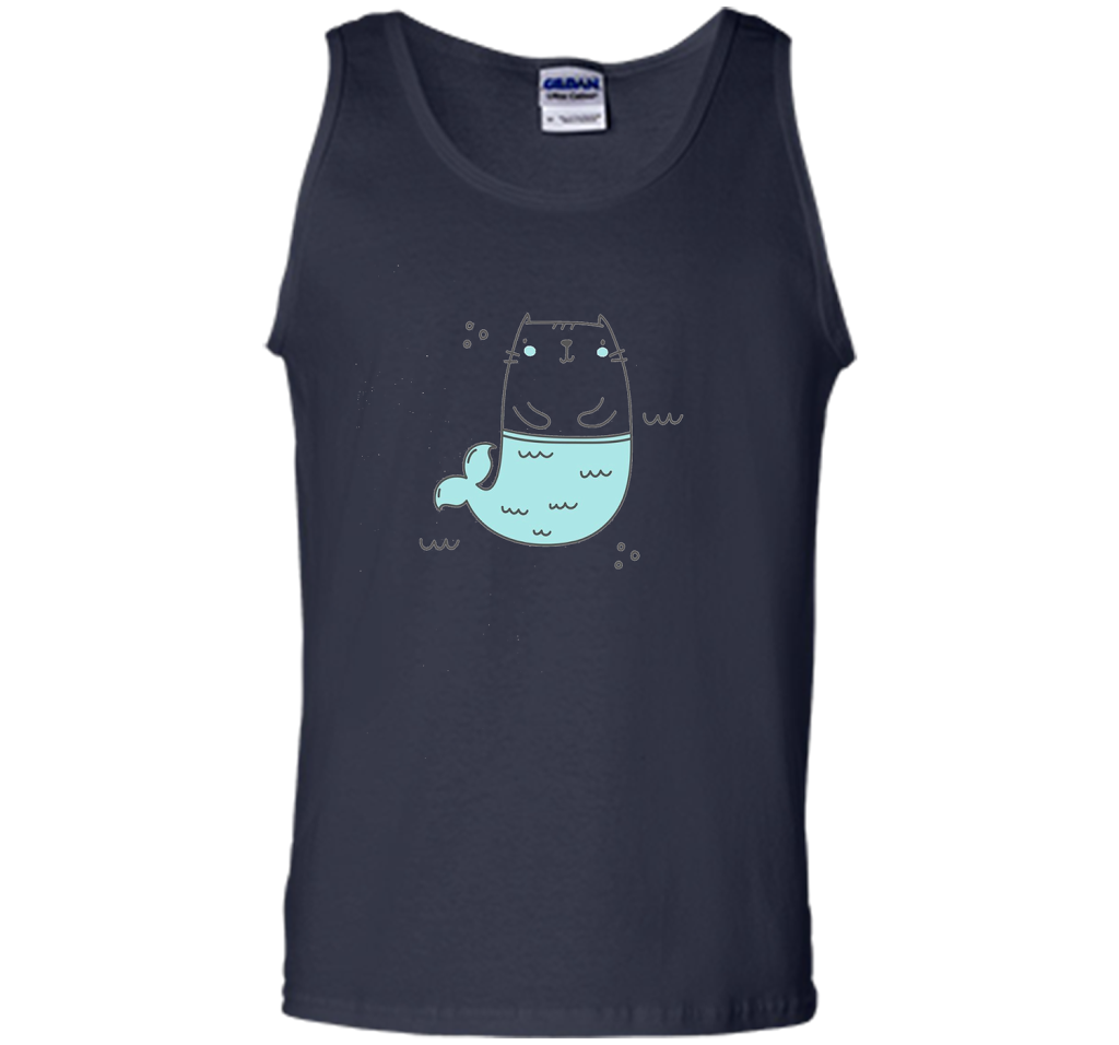 MerKitty Mermaid Cat Girls Shirt Blue shirt Navy