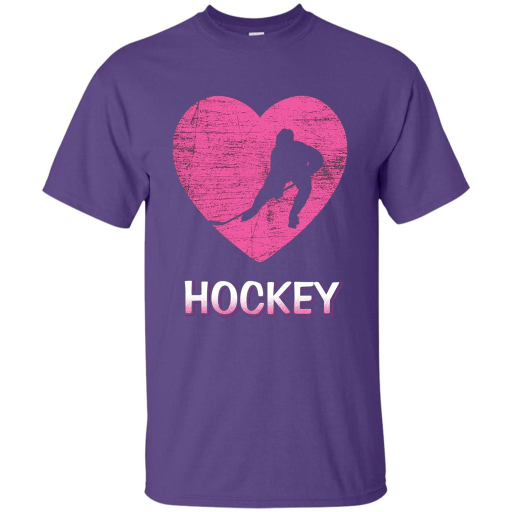 I Love Hockey T-shirt Purple