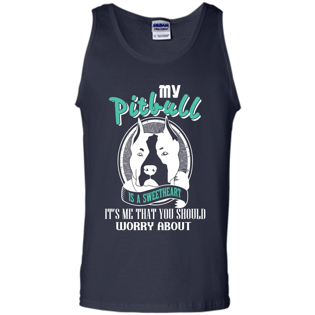 Pitbull Lover T-shirt My Pitbull Is A Sweetheart Navy