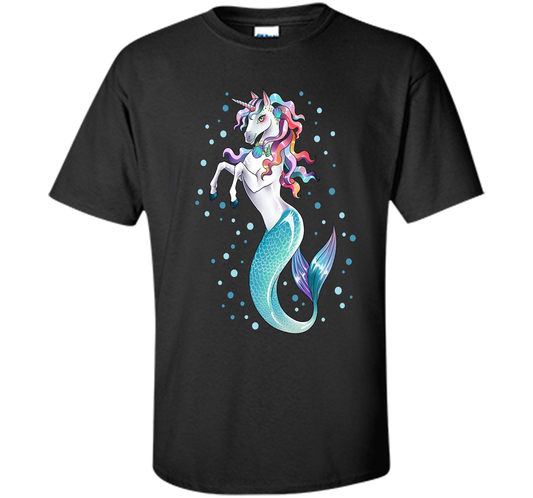 Unicorn Mermaid Mermicorn Cute T-shirt For Kids Black