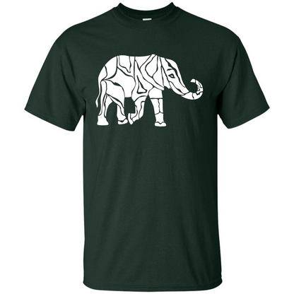 Elephant T-shirt Abstract Elephant Design T-Shirt Forest Green
