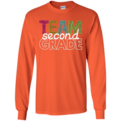 Team Second Grade Teacher T-Shirt Orange