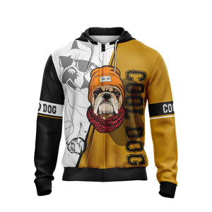 Hipster Pug Dogs Unisex Zip Up Hoodie