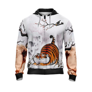 Fat Tiger Unisex 3D Zip Up Hoodie