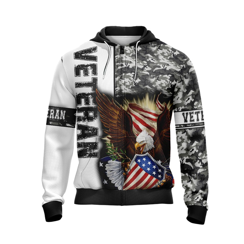 Veteran - I Once Took A Solemn Oath To Defend The Constitution Against All Enemies Foreign And Domestic Unisex Zip Up Hoodie