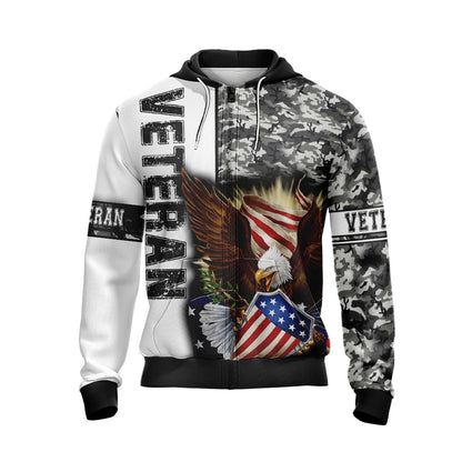 Veteran - I Once Took A Solemn Oath To Defend The Constitution Against All Enemies Foreign And Domestic Unisex Zip Up Hoodie