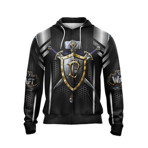 World Of Warcraft - For the Alliance New Look Unisex Zip Up Hoodie