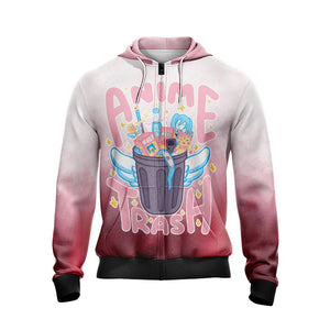 Kawaii Japanese Anime Trash Unisex Zip Up Hoodie