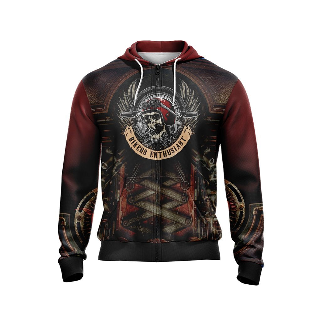 Biker Enthusiast Unisex Zip Up Hoodie