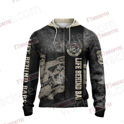 Biker Life Behind Bars Unisex Zip Up Hoodie Jacket