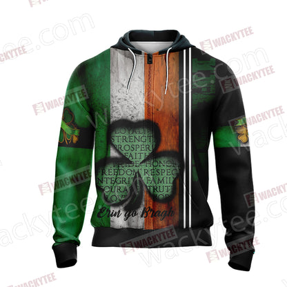 Irish Erin Go Bragh Saint Patricks Day Unisex Zip Up Hoodie