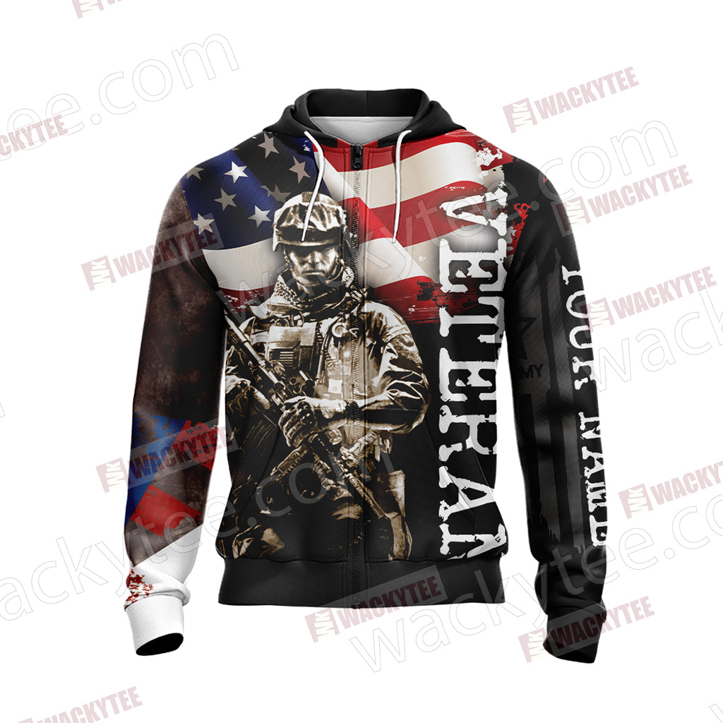 Veteran (Customized Name) Unisex Zip Up Hoodie Jacket