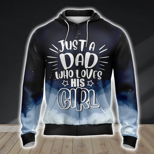 Just A Dad Who Loves His Girl Unisex 3D Zip Up Hoodie