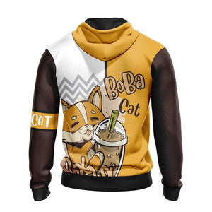 Boba Cat Unisex Zip Up Hoodie