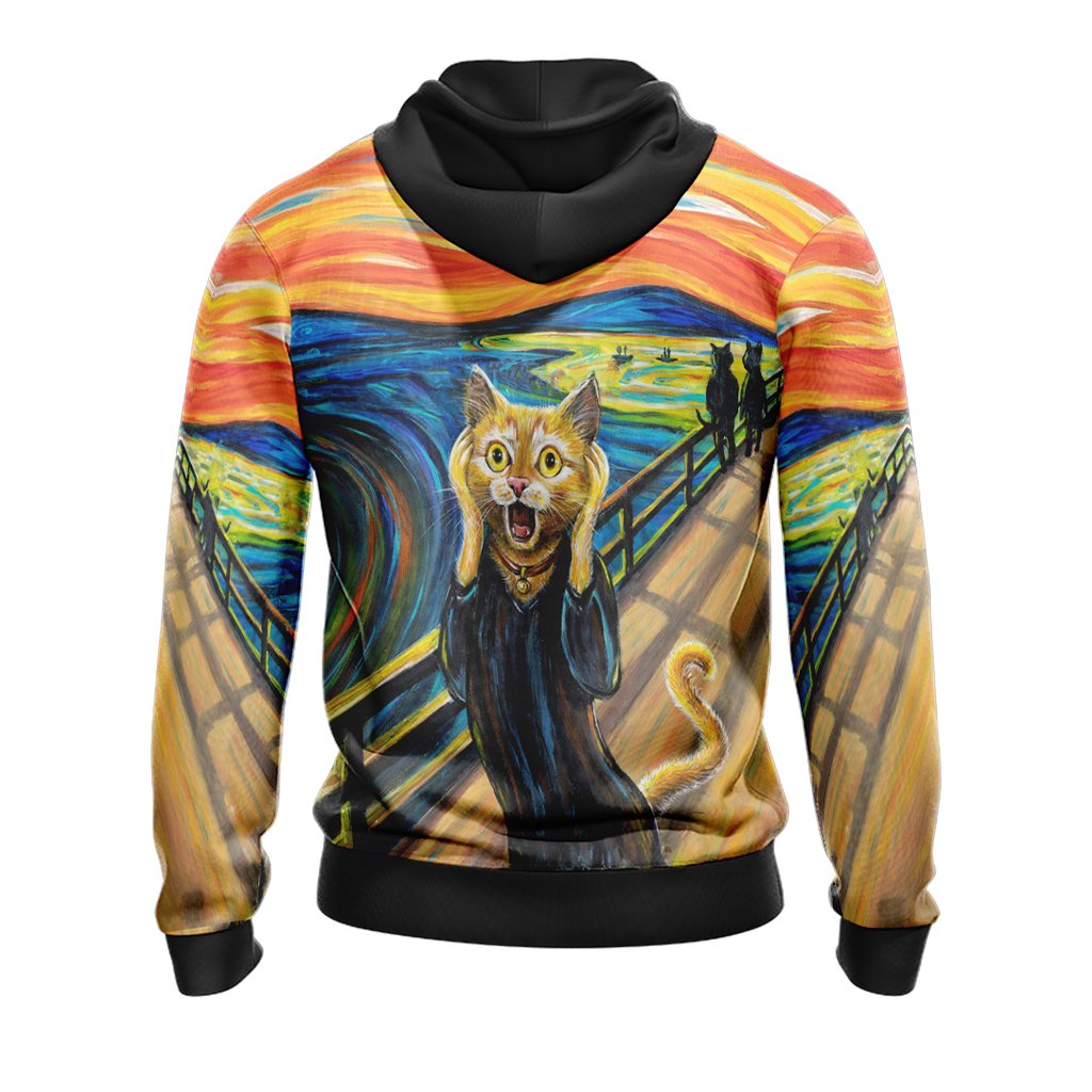 The Scream Cat Unisex 3D Zip Up Hoodie