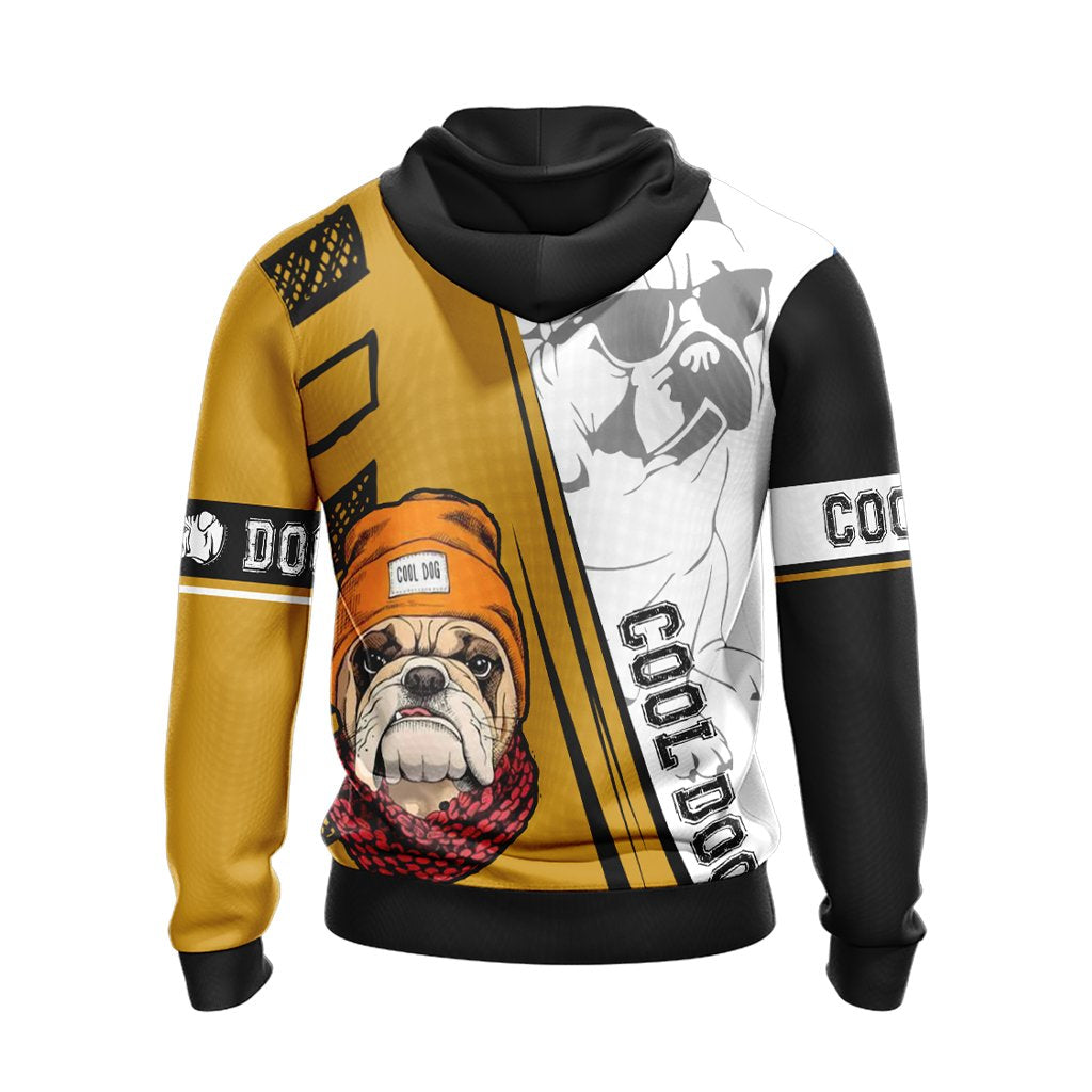 Hipster Pug Dogs Unisex Zip Up Hoodie