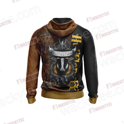 Harry Potter - Hufflepuff House Wacky Style New Unisex Zip Up Hoodie
