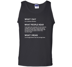 Programmer T-shirt What I Say What People Hear What I Say