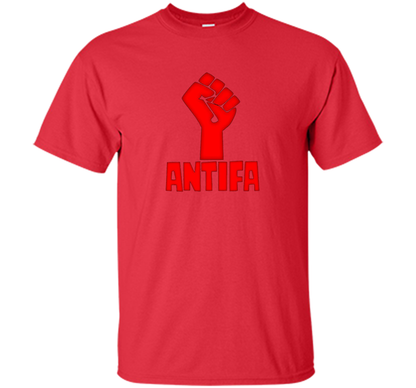 AntiFa Fist On Black T-shirt Red