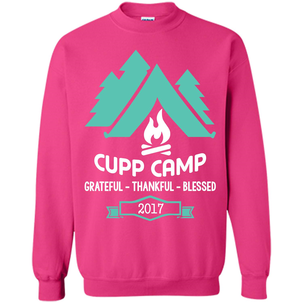 Camping T-shirt Cupp Camp Grateful - Thankful - Blessed 2017 Heliconia