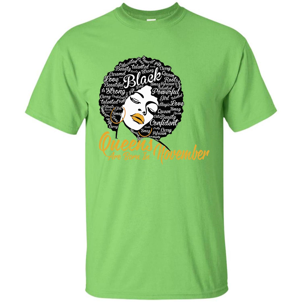 Queen Are Born In November T-shirt Lime