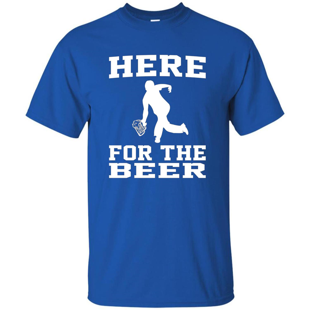 Funny Bowling Drinking Shirt Here For The Beer T-shirt Royal