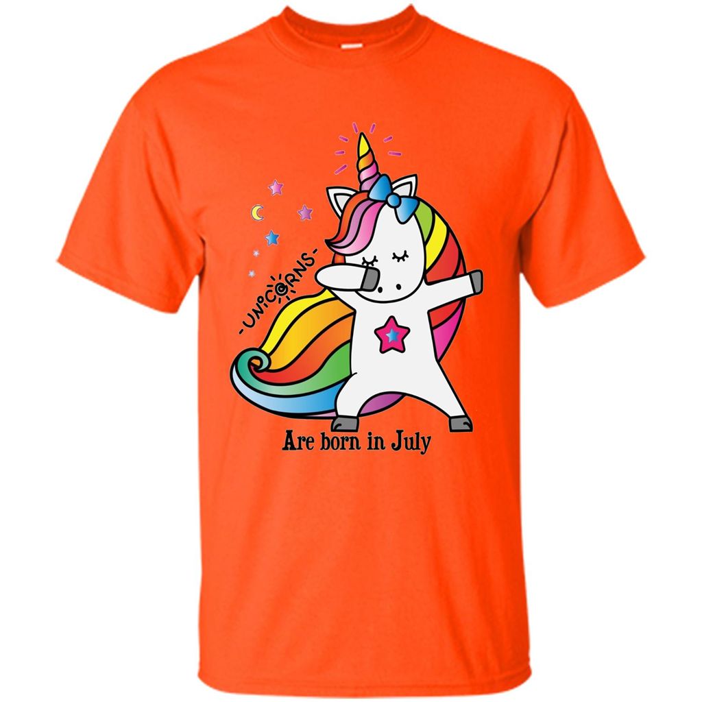Unicorn Birthday T-shirt Unicorns Are Born In July Orange