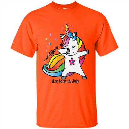 Unicorn Birthday T-shirt Unicorns Are Born In July Orange
