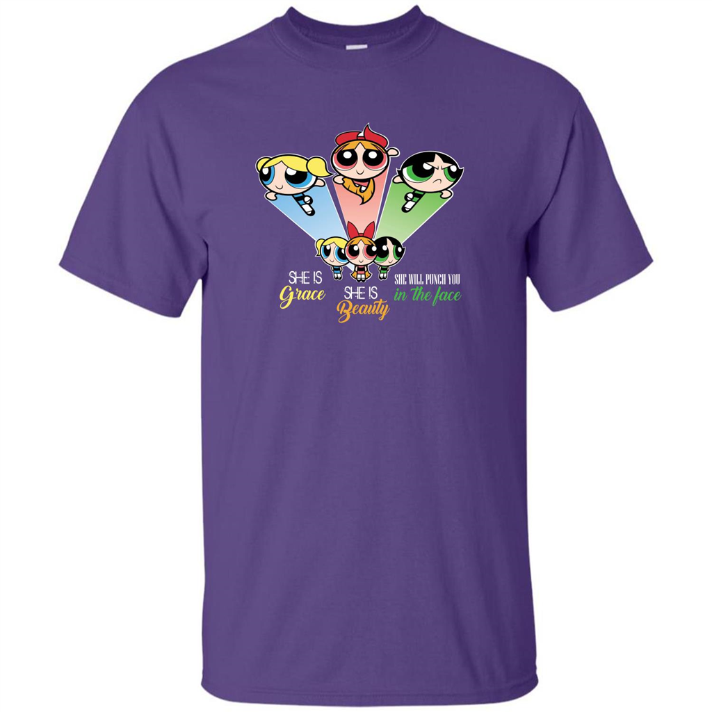 Powerpuff Girls T-shirt She Is Beauty She Is Grace T-shirt Purple