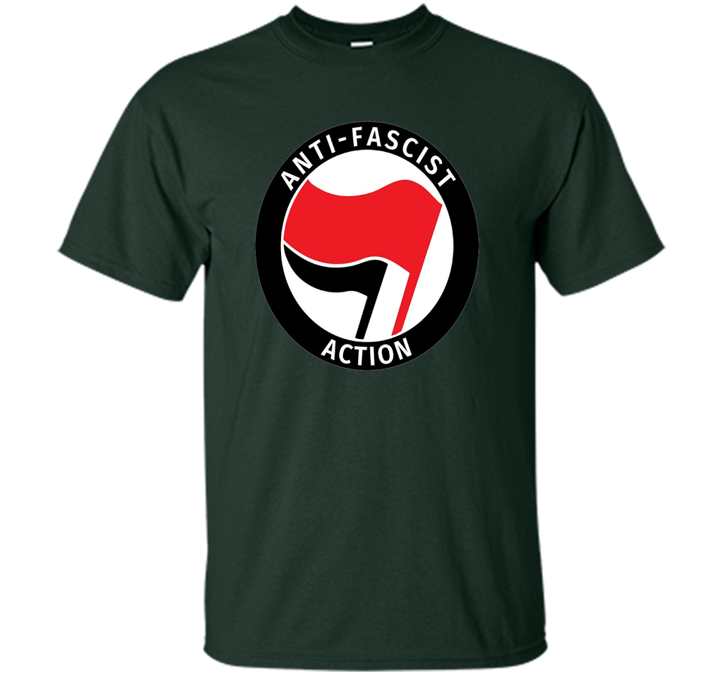 Antifa Logo Antifa Flag Anti Fascist T-shirt Forest Green