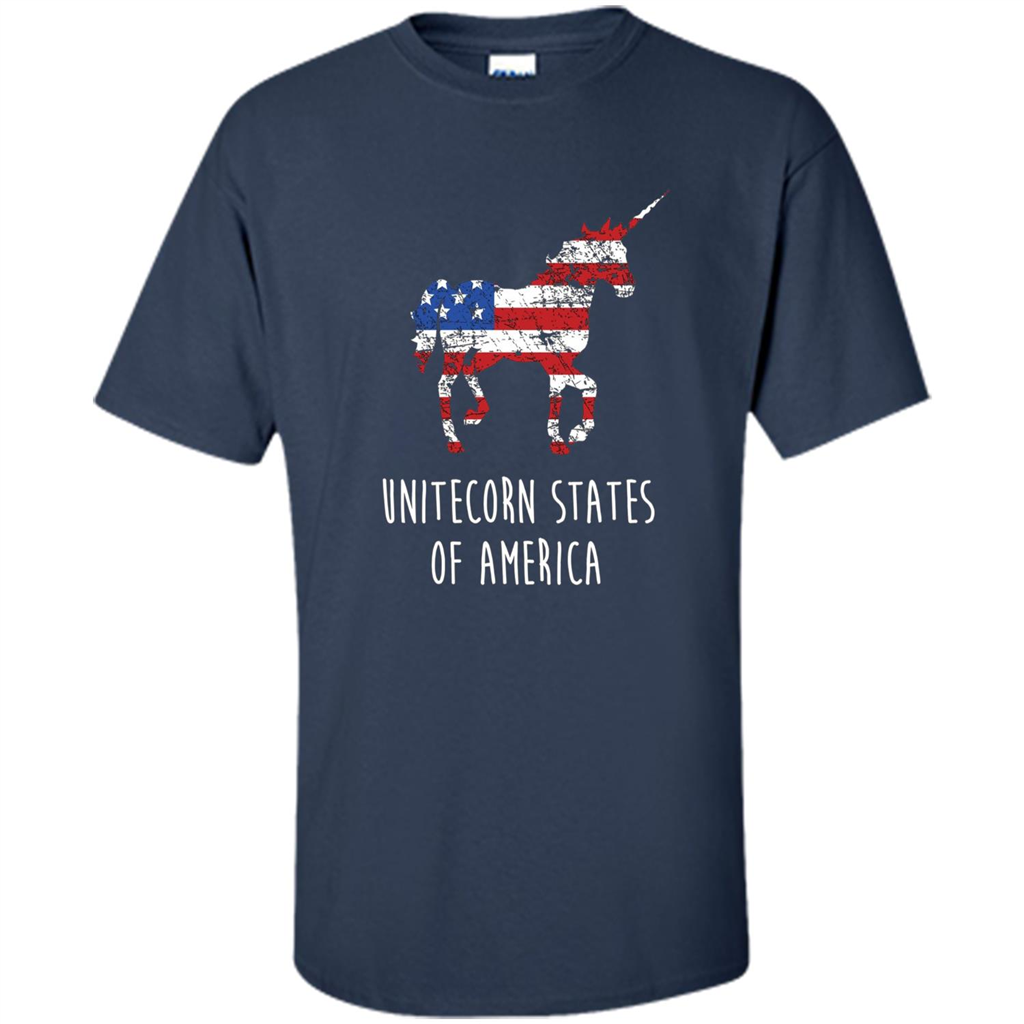 Unicorn T-shirt Unitecorn States of America Funny 4th of July Navy