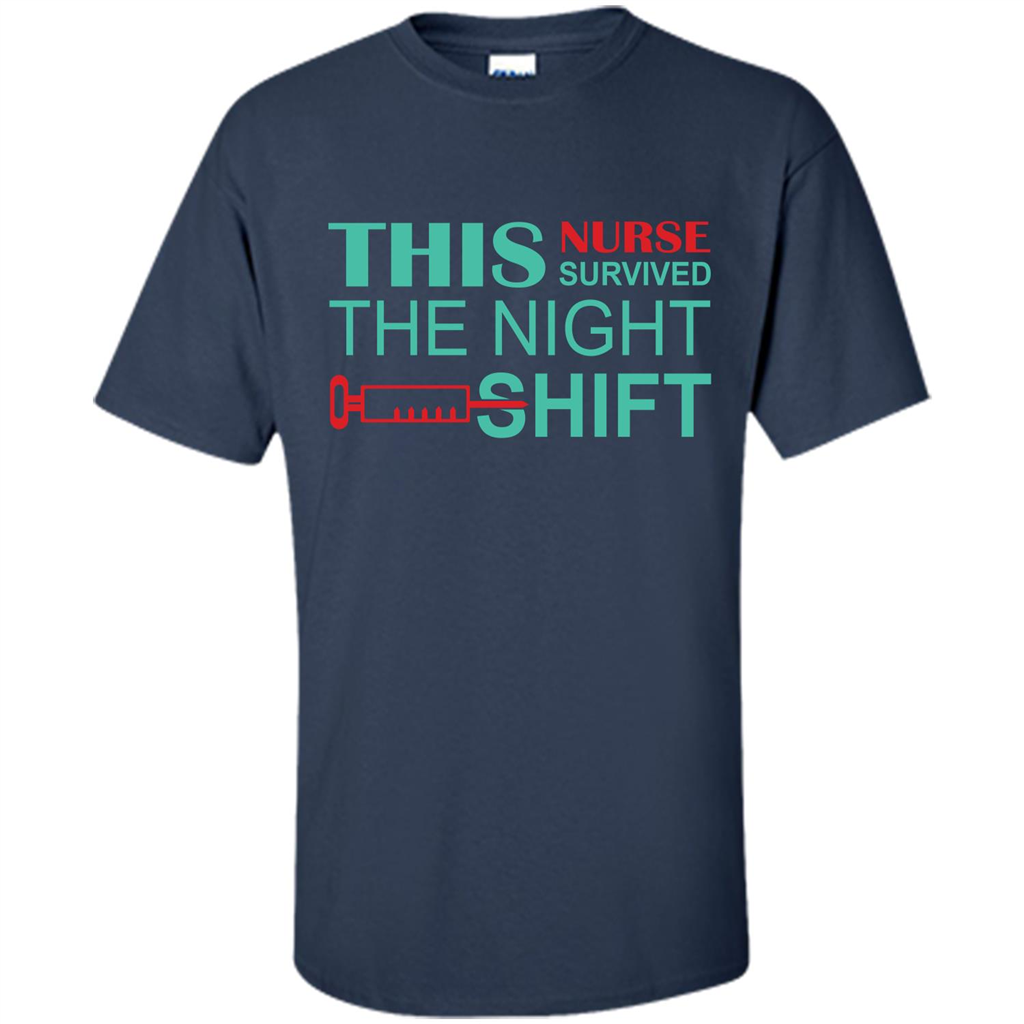 Nurse T-shirt This Nurse Survived The Night Shift Navy