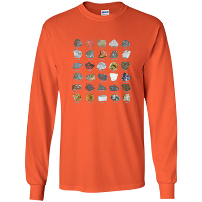 Ores and Minerals Gems and Crystals Rock Collecting T-shirt Orange