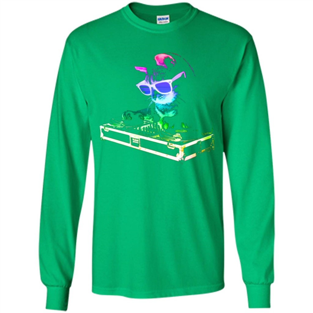Cat Lover T-shirt House Cat Rainbow DJ Kitty Irish Green