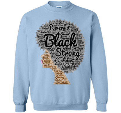 Afro Word Art Natural Hair T-Shirt for Black Women shirt Light Blue