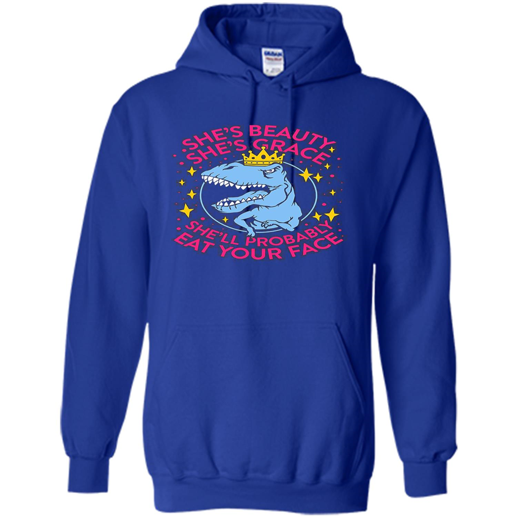 Saurus T-shirt She's Beauty She's Grace She'll Probably Eat Your Face Royal