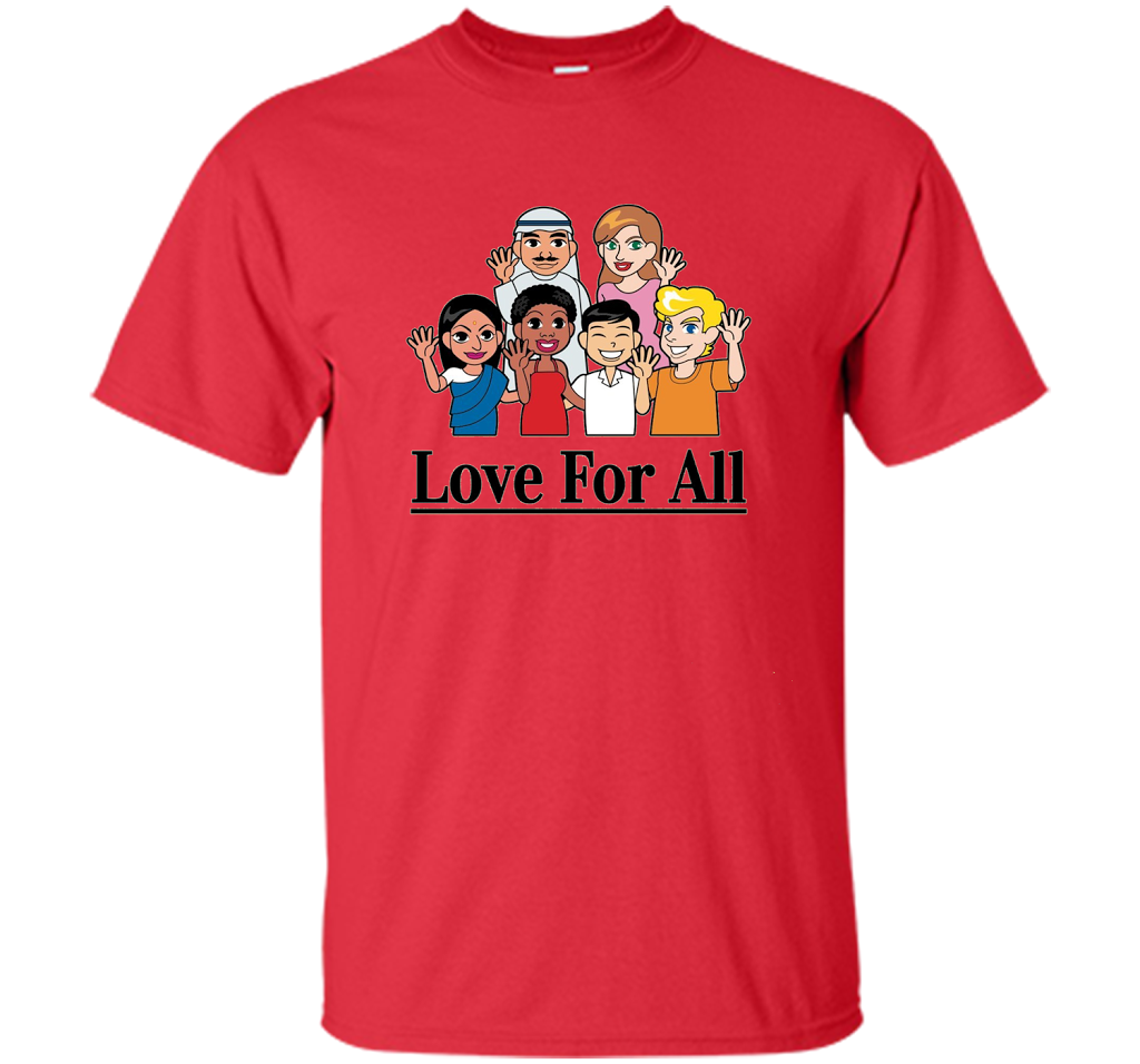 Love For All- Multicultural Race Unity Diversity T-Shirt cool shirt Red