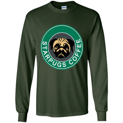 Starpugs Coffee T-shirt Pug Dog Lover T-shirt Forest Green