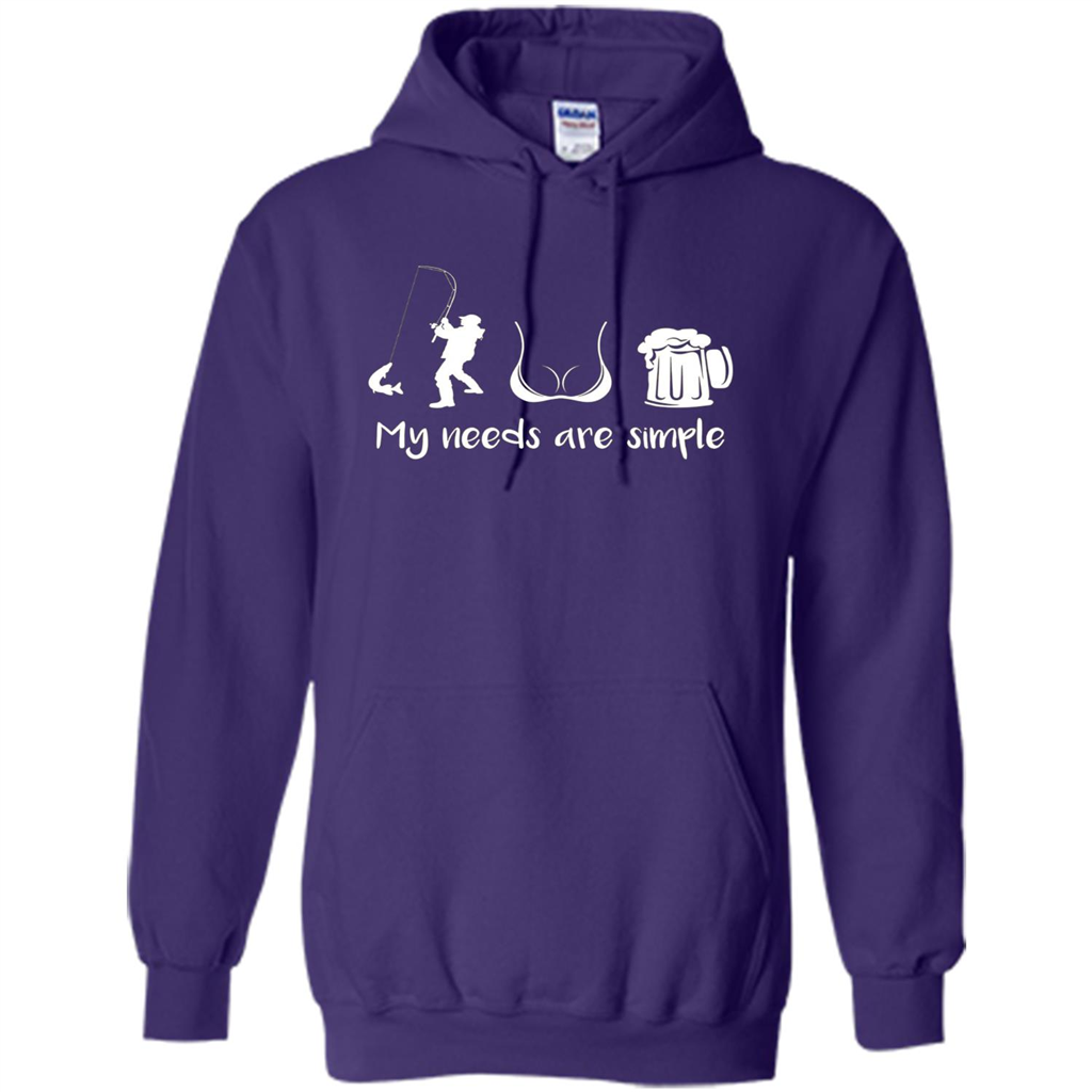 My Needs Are Simple T-shirt Funny Fishing Boobs Beer T-shirt Purple