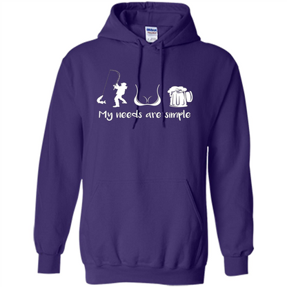 My Needs Are Simple T-shirt Funny Fishing Boobs Beer T-shirt Purple