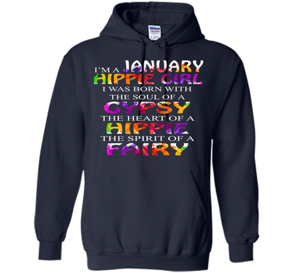I'm A January Hippie Girl T-shirt Navy