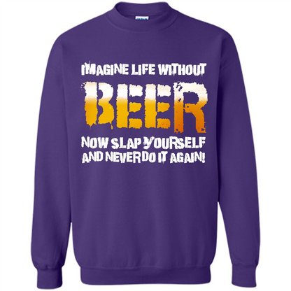 Beer T-shirt Imagine Life Without Beer Purple
