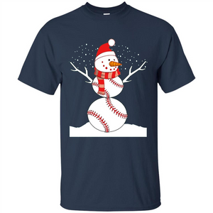 Cute Baseball Snowman Christmas T-Shirt