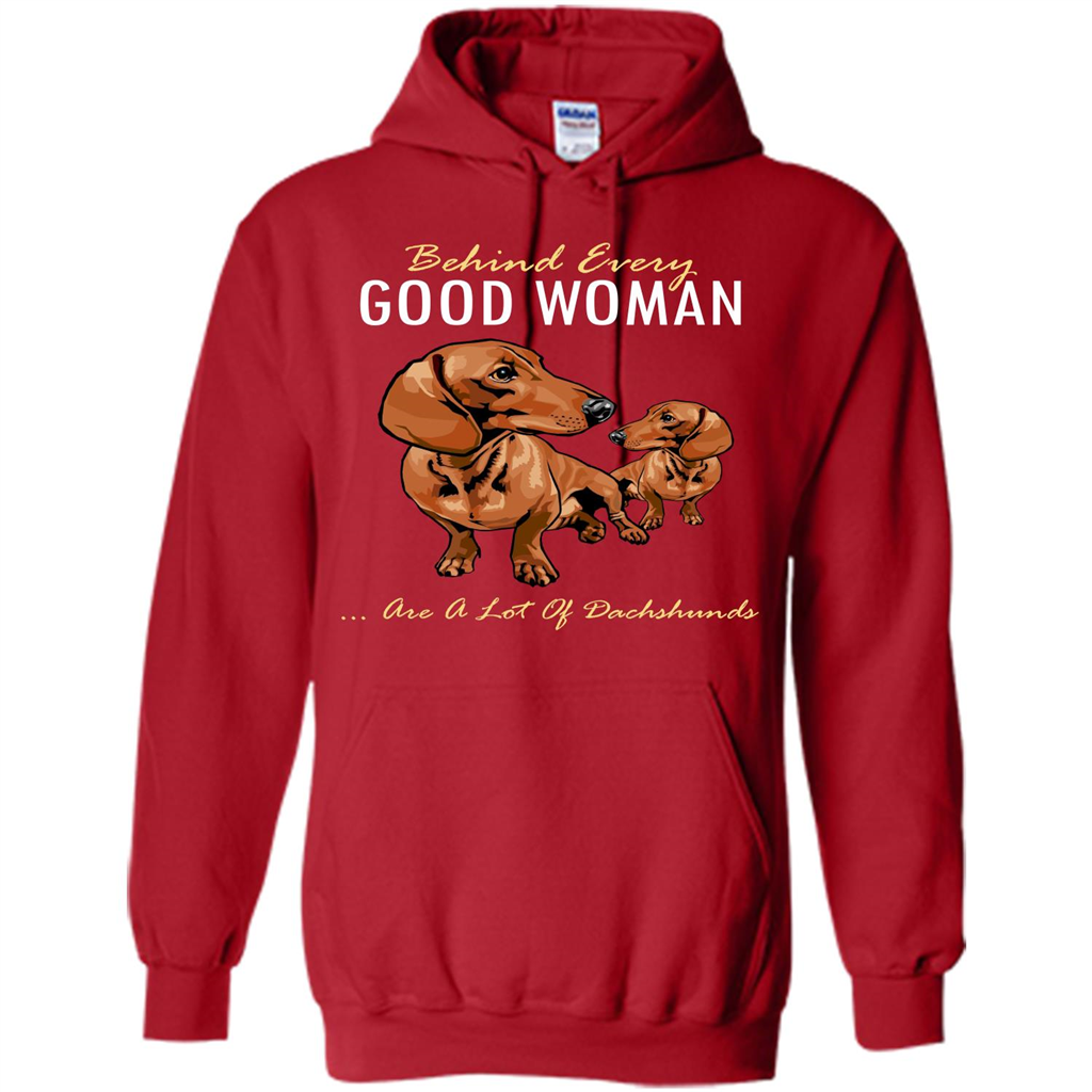 Dachshunds T-shirt Behind Every Good Woman T-shirt Red