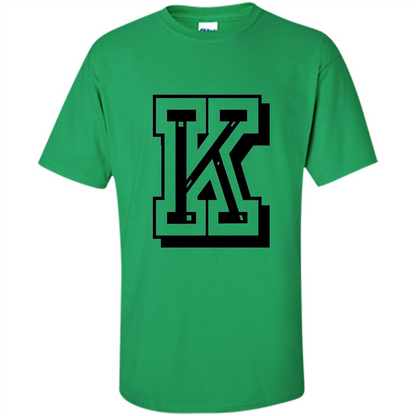 Letter K Initial T-Shirt for Names or Spelling Words Irish Green